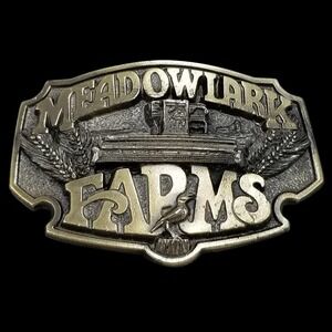 Vintage Meadowlark Farms AMAX Coal Co Brass Belt Buckle USA Made‎
